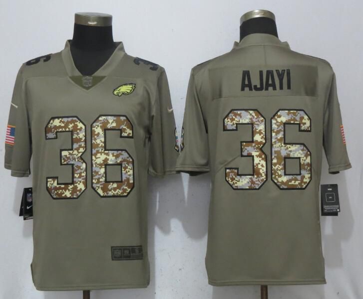 Men Philadelphia Eagles #36 Ajayi Olive Camo Carson Salute to Service Nike Limited NFL Jerseys